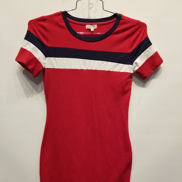 Heart & Hips Stretch Dress Slip On Red White Blue Juniors Size L - Picture 4 of 9